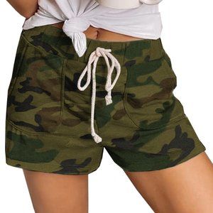 New Green Camouflage Drawstring Casual Shorts*